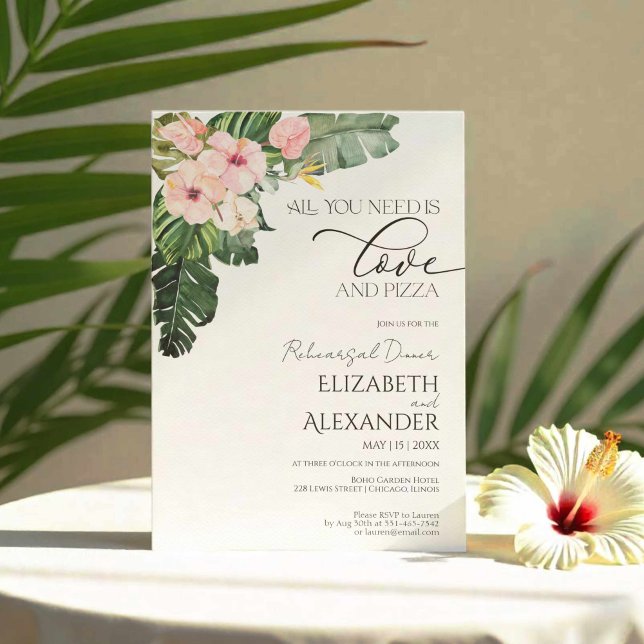 All you need is Love Tropical Rehearsal Dinner Invitation (Creator Uploaded)