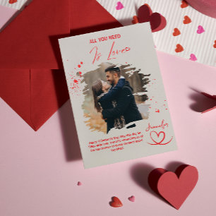All You Need Is Love Valentines Day Photo Heart Holiday Card
