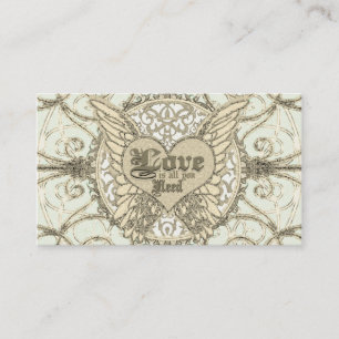 All You Need is Love with Angel Wings & Heart Business Card