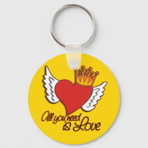 All You Need Is Love yellow Key Ring