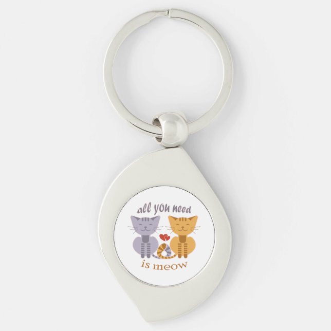All you need is meow Valentine cats Key Ring (Front)