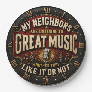 All You Need Is Music Vintage Microphone Paper Plate