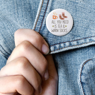 All you need is Tea & Warm socks seasonal 3 Cm Round Badge