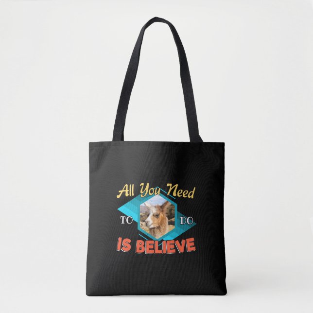 All You Need to Do is Believe - Llama Lover Tote Bag (Front)