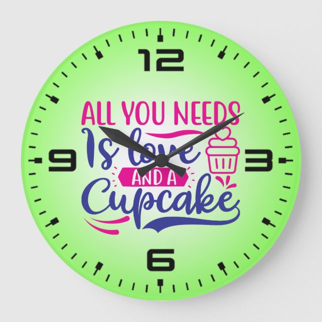 All You Needs is Love And Cupcake-67518 Large Clock (Front)