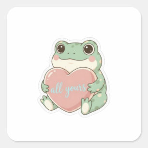 All Yours Frog Sticker Cute Frog Hugging Heart Kaw