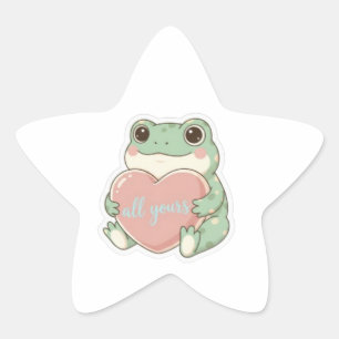 All Yours Frog Sticker Cute Frog Hugging Heart Kaw