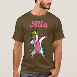 ALLA Name Personalised Birthday Dabbing Unicorn Qu T-Shirt