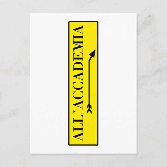 All'Accademia, Venice, Italian Street Sign Postcard (Front)