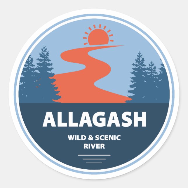 Allagash Wild And Scenic River Maine Classic Round Sticker (Front)