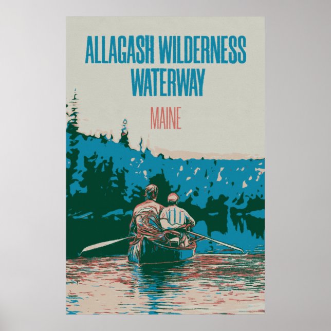Allagash Wilderness Waterway Canoeing, Maine USA Poster (Front)