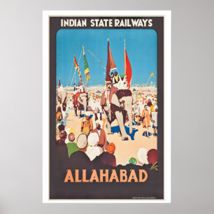 Allahabad India Vintage Travel Poster - Framed