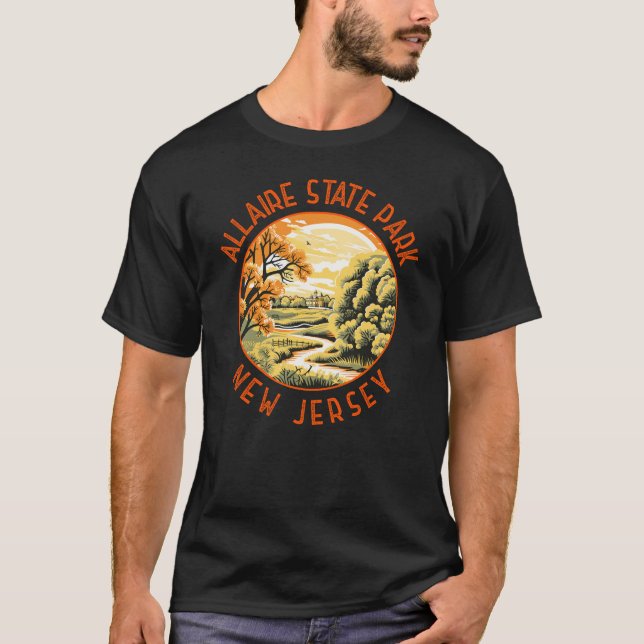 Allaire State Park New Jersey Retro Distressed T-Shirt (Front)