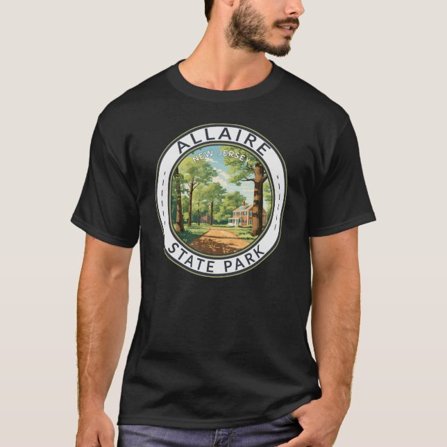 Allaire State Park New Jersey Travel Art Badge T-Shirt (Front)