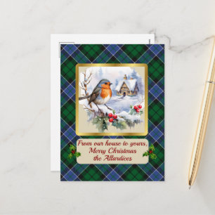 Allardice Tartan w/Robin Personalised   Holiday Postcard