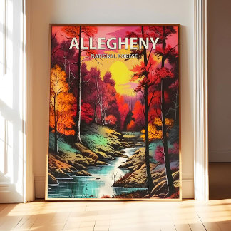 Allegheny National Forest Poster Art Print, Retro 