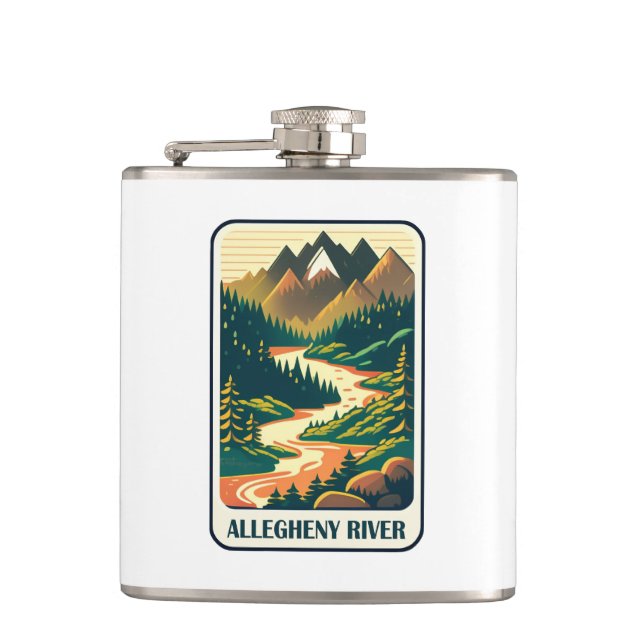 Allegheny River Pennsylvania Colours Hip Flask (Front)