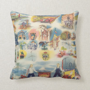 Allegorical map of Mexico City and Environs Cushion