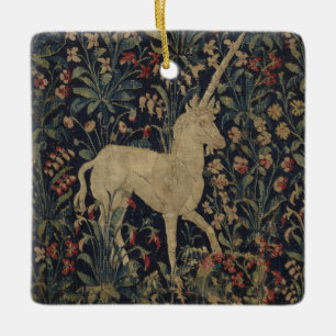 Allegorical "Millefleurs" Tapestry with Animals Ceramic Ornament