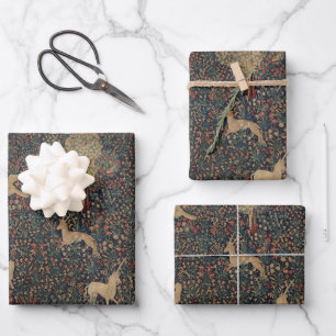 Allegorical Millefleurs Tapestry with Animals Wrapping Paper Sheet