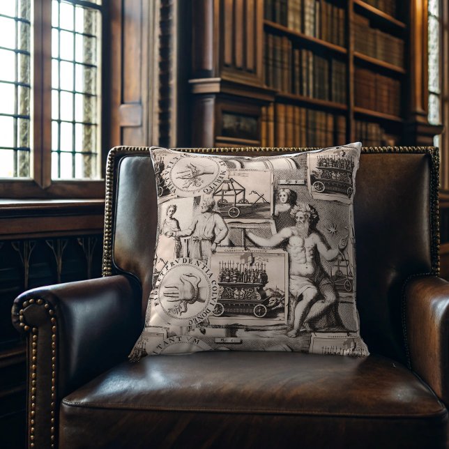 Allegories of Antiquity Dark Academia Collage Cushion (Approximates 20x20 inch pillow)