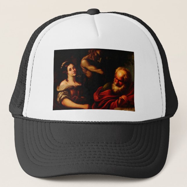 Allegory of Mathematics by Bernardo Strozzi Trucker Hat (Front)