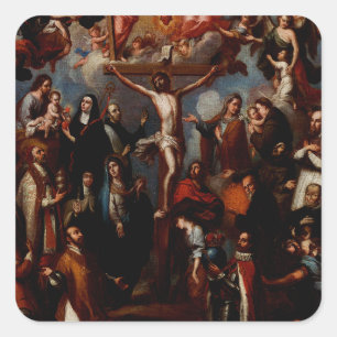 Allegory of the Crucifixion with Jesuit Saints  Square Sticker