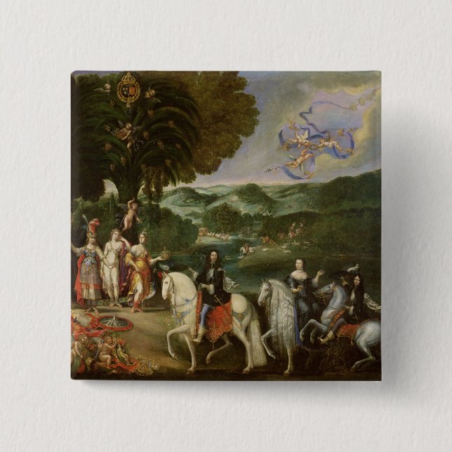 Allegory of the Marriage of Louis XIV  in 1631 15 Cm Square Badge (Front)