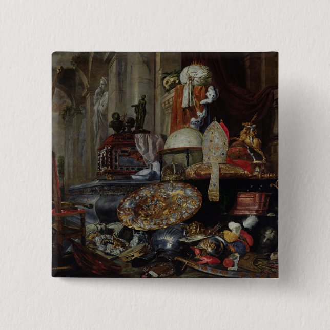 Allegory of the Vanities of the World, 1663 15 Cm Square Badge (Front)
