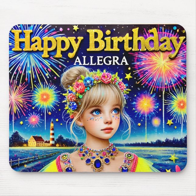 ALLEGRA ~ Girl and Fireworks ~ Mousepad (Front)