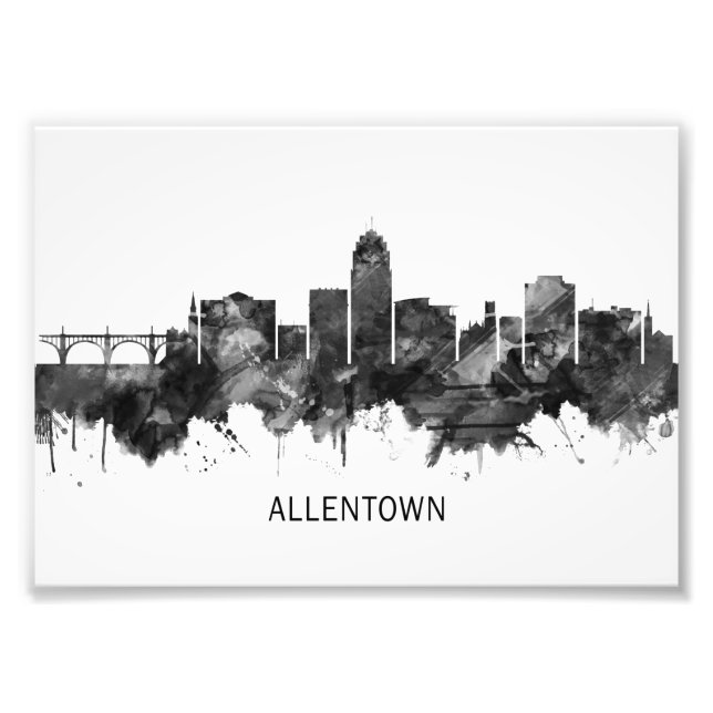 Allentown Pennsylvania Skyline BW Photo Print (Front)