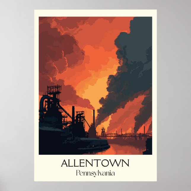 Allentown Pennsylvania Vintage Industrial City Art Poster (Front)