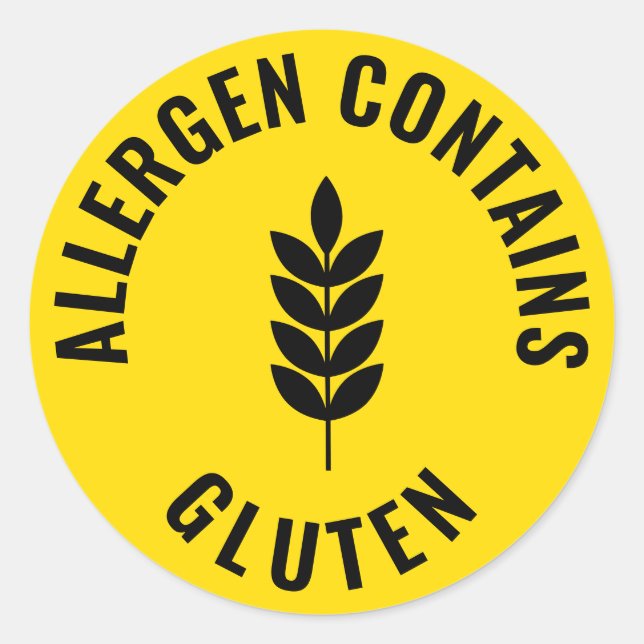 Allergen Contains Gluten Warning Sticker Food Labe (Front)