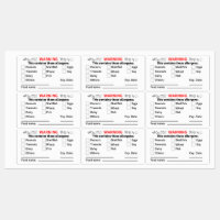 Allergen Labels with Food Name for Food Containers
