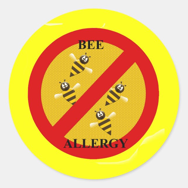 Allergic to bees classic round sticker (Front)