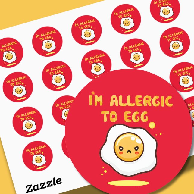 Allergic to egg eggs allergy awareness classic round sticker (Creator Uploaded)