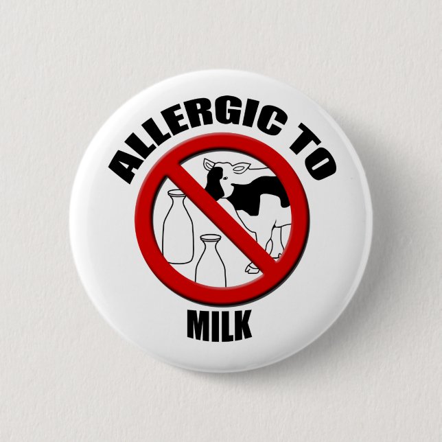 Allergic to Milk Medical Alert Warning Sml Button (Front)