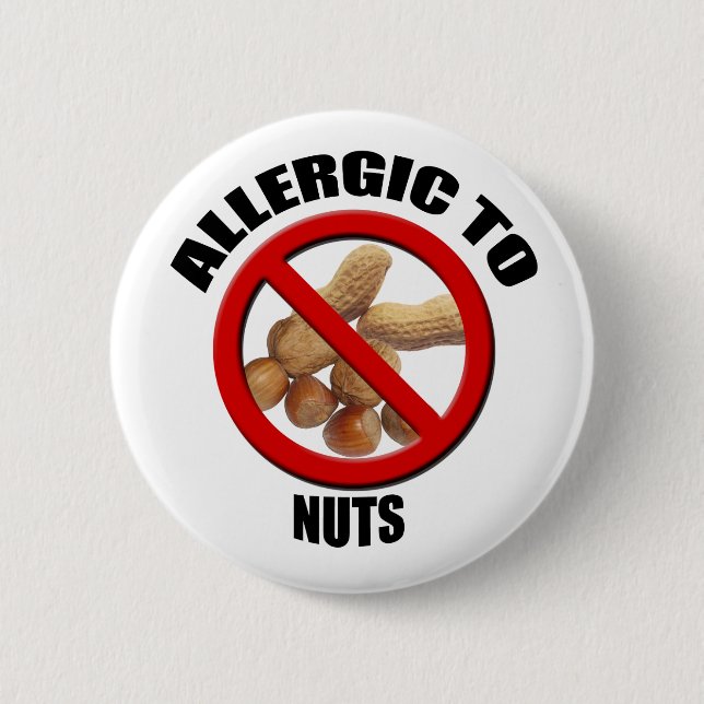 Allergic to Nuts Medical Alert Std Button (Front)