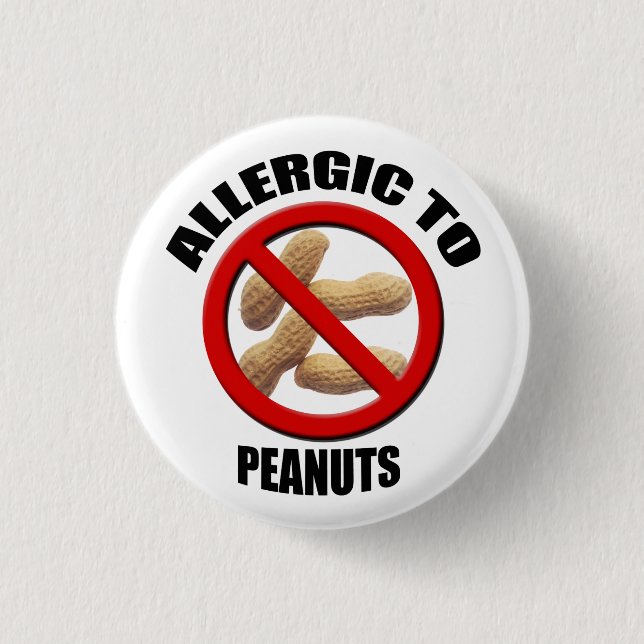 Allergic to Peanuts Medical Alert Sml Button (Front)