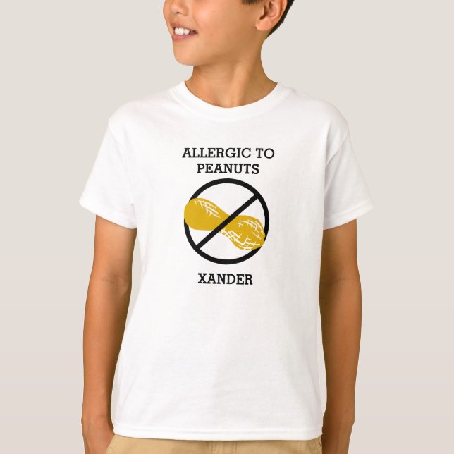 Allergic to Peanuts Personalised Kids No Peanut T-Shirt (Front)
