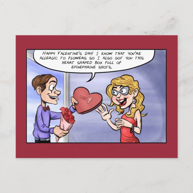 Allergic Valentine's Day Holiday Postcard (Front)