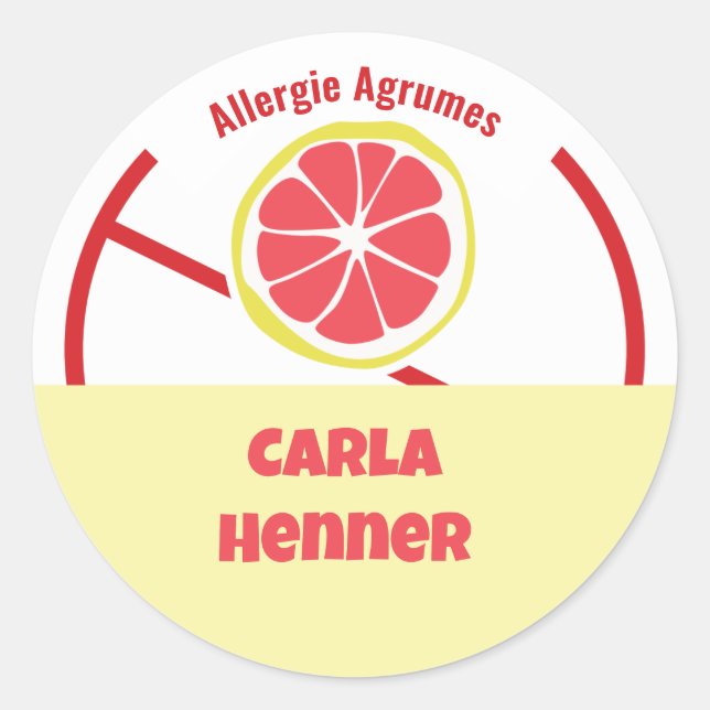 Allergie Agrumes Classic Round Sticker (Front)