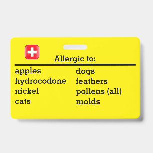 Allergies and Conditions ID Badge