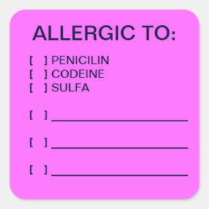 Allergies Medical Chart Labels