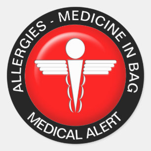ALLERGIES - medicine in bag Classic Round Sticker