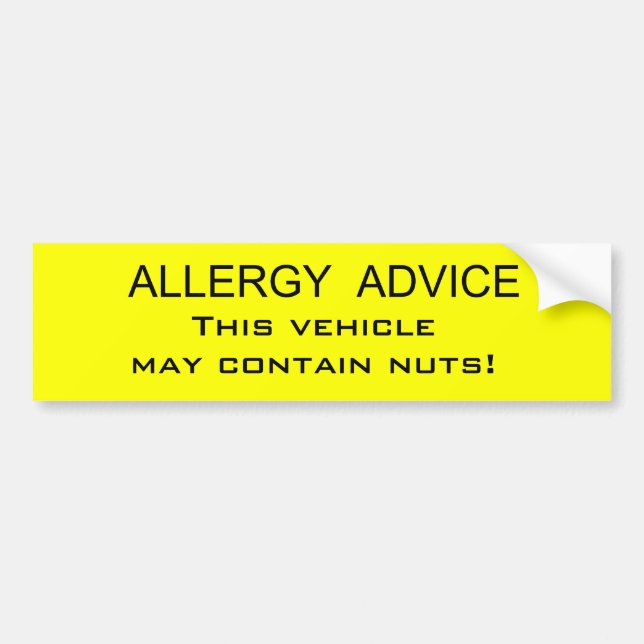 Allergy Advice Bumper Sticker (Front)
