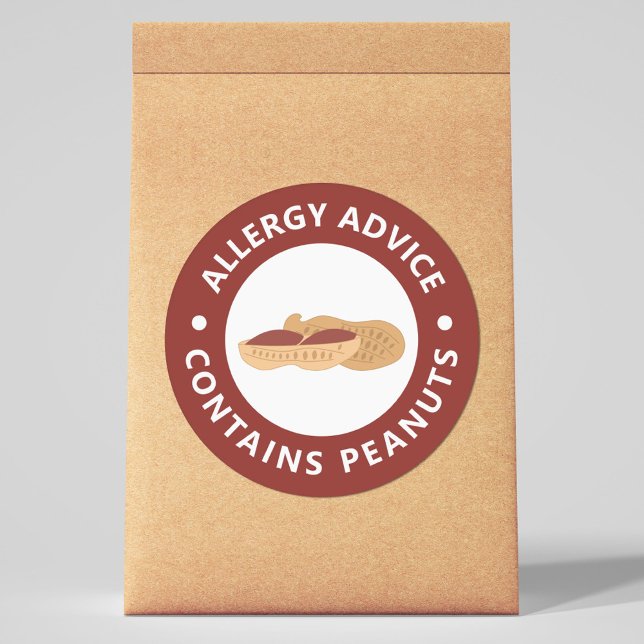 Allergy Advice - Contains Peanuts  Classic Round Sticker (Allergy Advice - Contains Peanuts Sticker)