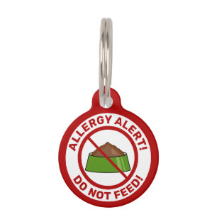 Allergy Alert Cartoon Dog Bowl With Food Pet Tag
