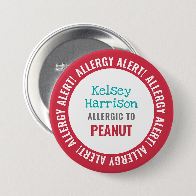 Allergy Alert Customised Kids School 7.5 Cm Round Badge (Front & Back)