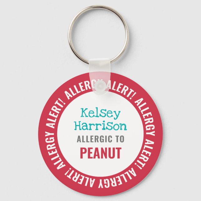 Allergy Alert Customised Kids School Key Ring (Front)